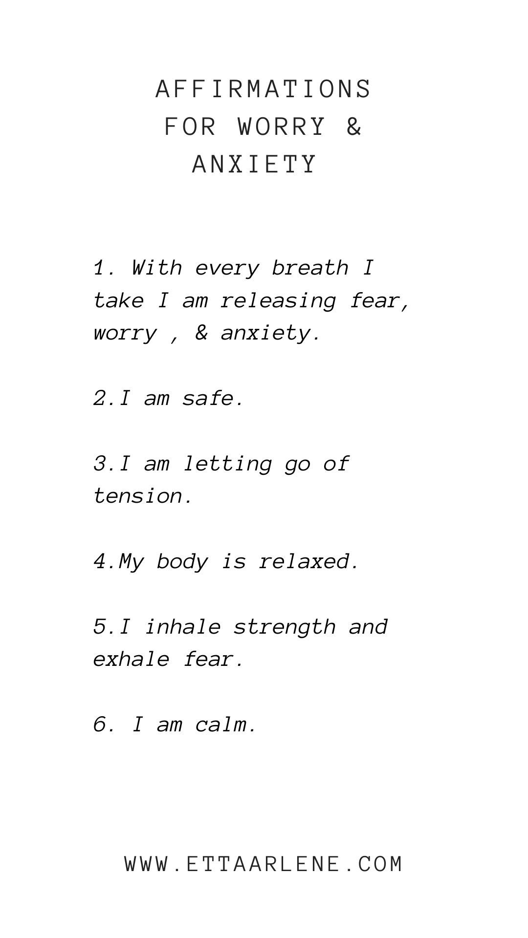 self affirmations for anxiety