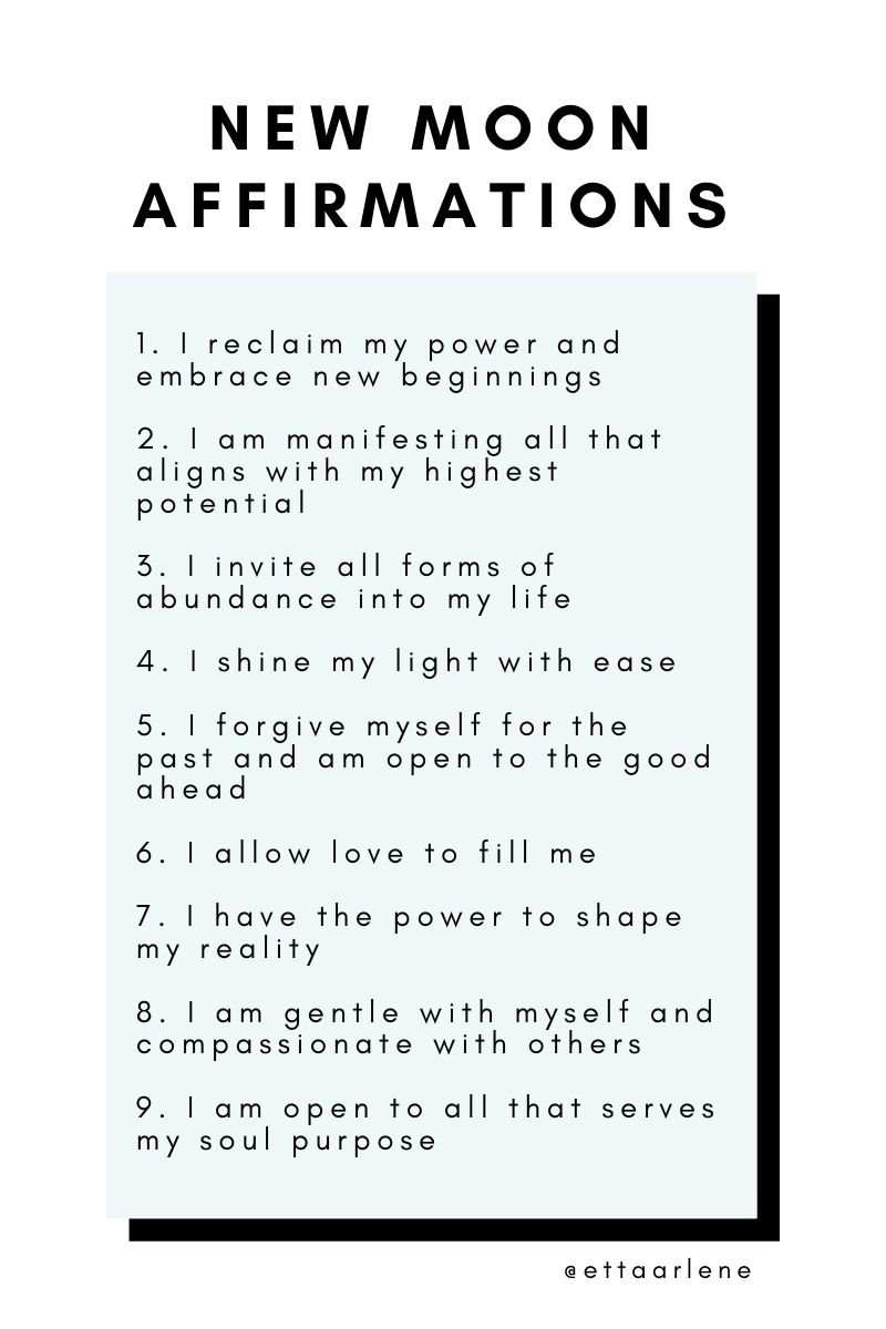 Affirmations for The New Moon ETTA ARLENE